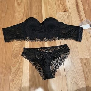 Ritratti Milano Black Cropped Bustier and Bikini 32B bra small bikini